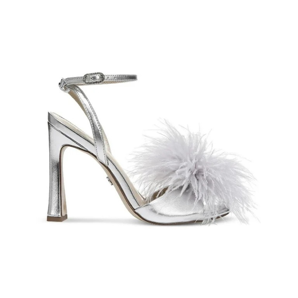 Sam Edelman Leon Silver Pom Pom Heels size 7